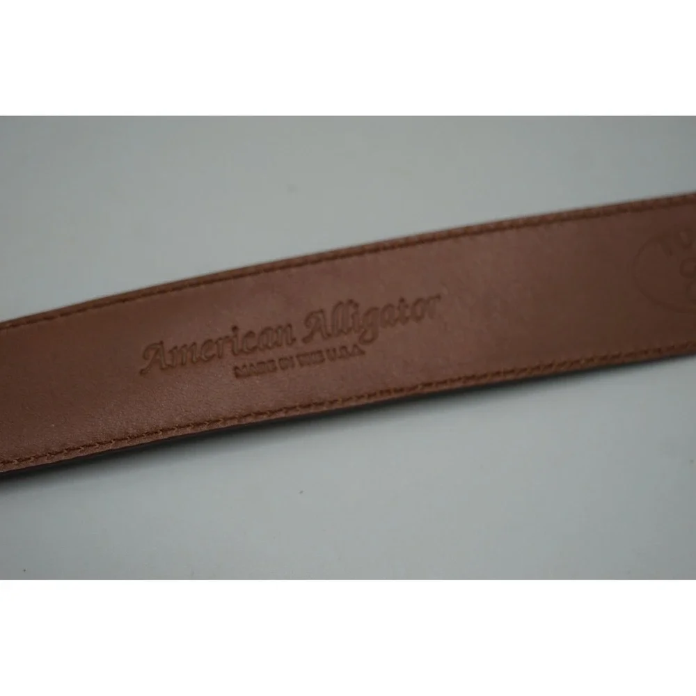 Torino Elite Genuine American Alligator Mens Belt Size 44 Brown Gold Buckle USA